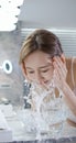 Beauty woman wash her face Royalty Free Stock Photo