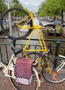 Vertical Bike on Canal Bridge