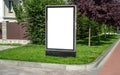 Vertical billboard or citylight mockup template commercial advertisement European town no people Royalty Free Stock Photo
