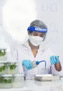 Vertical Biochemistry asian Scientist women working plants tissue culture in biotechnology science lab. Vertical Biotech