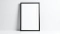 Vertical black picture frame with white mat and blank white space centered on white background Royalty Free Stock Photo