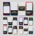 Vertical black web banner templates with place for image and frames with photo borders Royalty Free Stock Photo