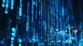Vertical blue data streams with glowing particles Royalty Free Stock Photo