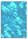Vertical blue green abstract background with urban squares rectangles, cover, title page of presentation, report, album in A4