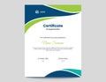 Vertical blue and green waves certificate design