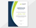 Vertical blue and green waves certificate template