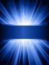 Vertical blue light burst with stars and copyspace Royalty Free Stock Photo