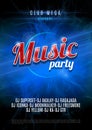 Vertical blue music party party background with place for text on blue flame background. Vector version. Royalty Free Stock Photo