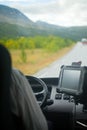 Vertical blurry view from inside a car at the Rondane national park in Norway Royalty Free Stock Photo