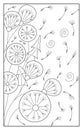 Vertical border of blooming flowers, stylized outline dandelions. Beautiful abstract floral illustration Royalty Free Stock Photo