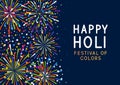 Vertical border with color fireworks on night sky background for holy festival holiday design Royalty Free Stock Photo