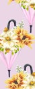 Vertical border with watercolor sunflower Royalty Free Stock Photo