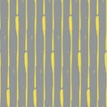 Vertical broken up painterly lines seamless vector pattern background. Yellow grey backdrop of parallel striped