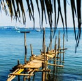 Vertical broken wooden indian quay background backdrop