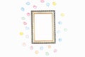 Vertical bronze vintage frame 10x15 with Easter eggs on a white background Royalty Free Stock Photo