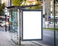 Vertical Bus Stop Advertisement Mockup. Street, Day. Copy Space Royalty Free Stock Photo