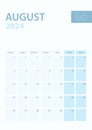 Vertical calendar page of August 2024, Week starts from Monday
