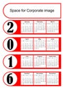 2016 vertical calendar with simply red graphic design. Eps 10 vector template with empty space for own corporate design. Royalty Free Stock Photo