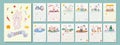 Vertical calendar template 2023 with cute kawaii rabbit symbol of the year.Cover and 12 pages format a3 a4 a5 a6 with seasonal