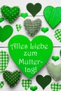 Vertical Card With Green Heart Texture, Muttertag Means Mothers Day