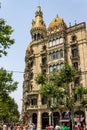 Vertical of Cases Rocamora in the Passeig de Gracia avenue in Barcelona, Catalunia, Spain.