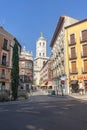 Vertical of central streets of Valladolid and the cathedral of Our Lady of the Assumption in Spain Royalty Free Stock Photo