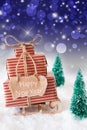 Vertical Christmas Sleigh On Blue Background, Text Happy New Year