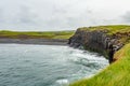 Vertical cliff wall next to a beach view from one from the hill Royalty Free Stock Photo