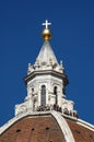 Vertical close shot of the Florence cathedral with a clear sky in the background