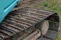 Excavator track close up