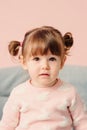 Vertical close up indoor portrait of cute happy baby girl Royalty Free Stock Photo