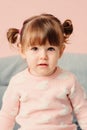 Vertical close up indoor portrait of cute happy baby girl Royalty Free Stock Photo