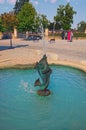 Vertical, close up shot Beautiful ancient fountain near Litomysl Castel