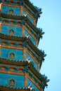 Vertical closeup of the Fragrant Hills Pagoda glazed tower in Xiangshan park, Beijing, China