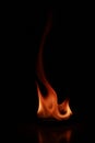 Vertical closeup illustration of a camphor flame on the dark background