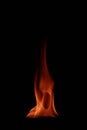 Vertical closeup illustration of a camphor flame on the dark background