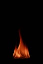 Vertical closeup illustration of a camphor flame on the dark background