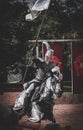 Vertical Closeup Of A Knight On A Horse During A Medieval Jousting Tournament