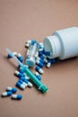 Vertical closeup of medicine treatment or illegal doping in sports Royalty Free Stock Photo