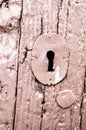 Vertical closeup shot of an antique wooden door keyhole Royalty Free Stock Photo