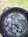 Vertical closeup shot of charcoal grill Royalty Free Stock Photo