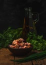 Vertical closeup shot of Chilean food with salmon ceviche