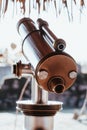 Vertical closeup shot of a city telescope Royalty Free Stock Photo