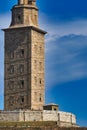 Vertical closeup shot of the famous Tower of Hercules in Coruna, Spain Royalty Free Stock Photo