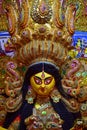 Vertical closeup shot of the statue of the Indian Goddess Durga