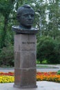 Vertical closeup shot of the statue of Yuri Gagarin in Irkutsk, central Russia