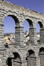 Vertical closuep shot of Aqueduct of Segovia, Spain