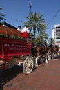 Vertical of Clydesdale horses pulling the Budweiser wagon at Orlando, Florida Royalty Free Stock Photo