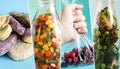Vertical collage of frozen food photos