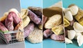 Vertical collage of photos of frozen semi-finished products